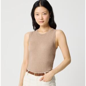 J.Crew Shell Sweater Tank Womens XL Heather Mushroom Sleeveless Knit Crew Neck